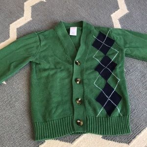 Gymboree boys green argyle cardigan size 3-4